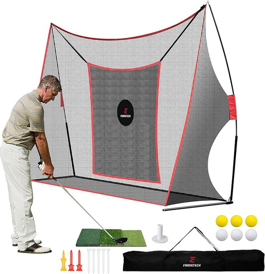 Golf Practice Net - Heavy Duty Driving Range Net with High Impact Chipping Target, Include Carry Bag and Golf Balls for Indoor Outdoor