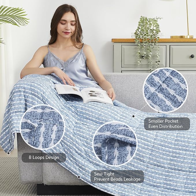 L'AGRATY Weighted Blanket - 60"x80" 20lbs Cooling Breathable Heavy Blanket Microfiber Material with Glass Beads Big Blanket for Adult All-season Summer Fall Winter Soft Thick Comfort Blanket