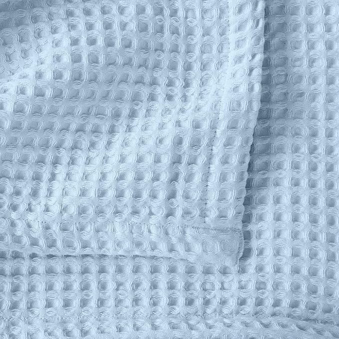 100% Cotton Waffle Weave Queen Bed Blanket | Soft, Breathable, and Lightweight Blanket for All-Seasons | Perfect for Layering | Brielle Collection (King, Sky Blue)
