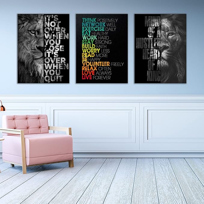 Motivational Canvas Painting Wall Art Execution Grind Hustle Inspirational Wall Art Success Entrepreneur Poster Positive Quotes Wall Poster Framed for Home Office Wall Decor[72''Wx 36''H]