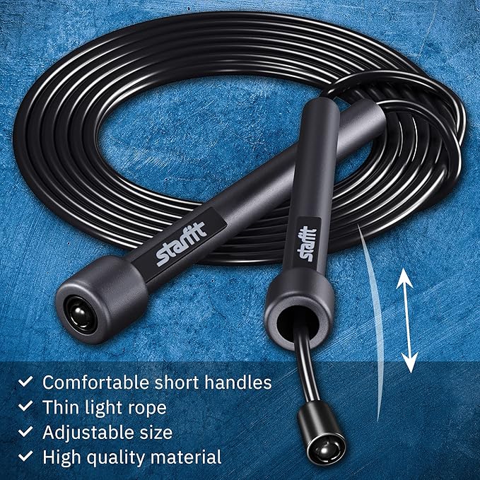 STARFIT Lightweight Jump Rope for Fitness and Exercise, Adjustable Jump Ropes with Plastic Handles, Cardio and Endurance Training, Jumping Rope for Workout