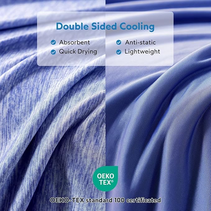 HOMFINE Cooling Blankets for Hot Sleepers - Summer Blanket Thin Lightweight Breathable Soft Double Side Enhanced Cooling for Bed Couch Sofa, Keep Cool for Night Sweats (Dark Blue, 60 x 80 inches)