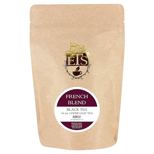French Blend Loose Leaf Tea Pouches - 4oz | Lavender Rose Jasmine Black Green Tea | Floral Romantic French Cafe Style | Assorted Tea From Assam Ceylon Kenya Provence China