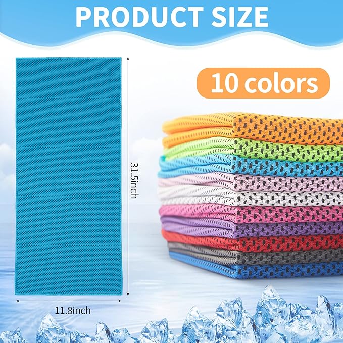 Honoson Cooling Towel Bulk - Neck & Face Cool Chilly Towels Microfiber Breathable Sport Sweat Rag for Gym, Yoga, Travel, Camping, Running, Outdoor