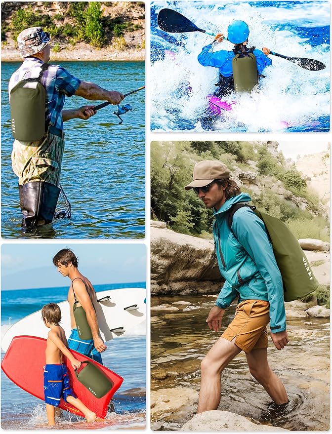 HEETA Waterproof Dry Bag for Women Men(Upgraded Version) 5L/10L/20L/30L/40L Roll Top Lightweight Dry Storage Bag Backpack with Emergency Whistle for Travel, Swimming, Boating, Kayaking, Camping, Beach