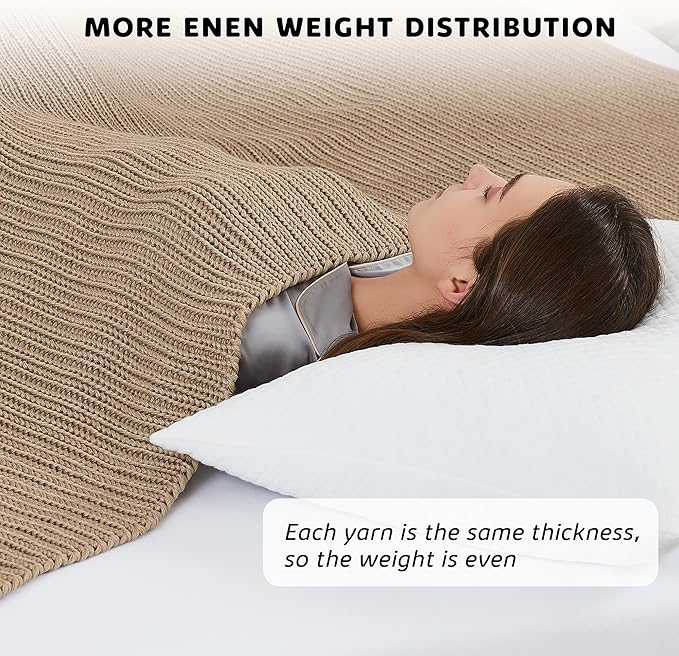 L'AGRATY Knitted Weighted Blanket - 48"x72" 20lbs Cooling Chunky Knit Heavy Blanket for Adults Braided Crochet Throw Thick Cable Yarn Knit Decorative No Beads Evenly Weighted Machine Washable