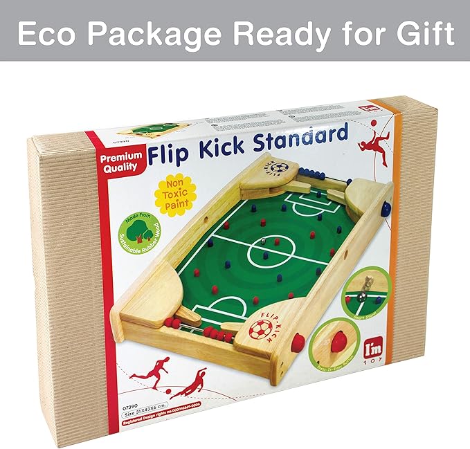 Flipkick: Wooden Tabletop Football/Soccer Pinball Games, Indoor Portable Sport Table Board for Kids and Family