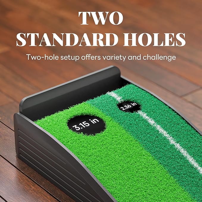 Golf Putting Green Indoor Putting Mat Golf Practice Green for Indoor Training Matt Set with Auto Ball Return, Men's Gifts Accessories for Golfers, Home Office Backyard Use, with 3 Balls