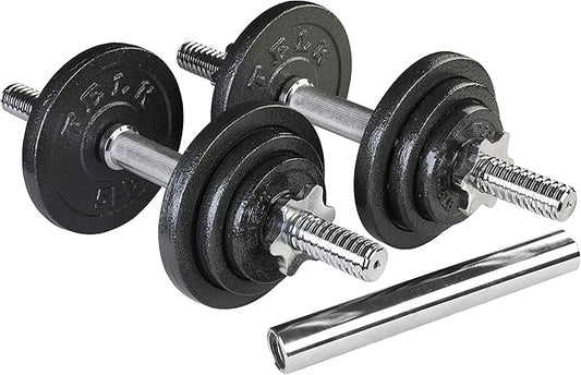 TELK – Adjustable Dumbbell Set – Home Gym Weight Set with Baked Enamel Cast Iron Plates – Space-Saving Free Weights for Strength Training