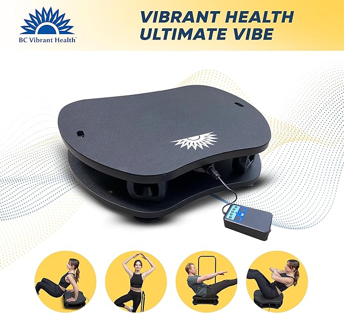 Vibration Plate Exercise Machine Ultimate Vibe with Workout Poster - Whole Body Vibrating Plate Exercise Machine with Resistant Bands – Remote Control Included