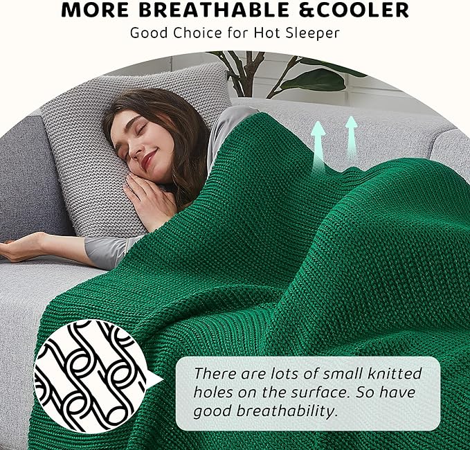 L'AGRATY Knitted Weighted Blanket - 48"x72" 20lbs Cooling Chunky Knit Heavy Blanket for Adults Braided Crochet Throw Thick Cable Yarn Knit Decorative No Beads Evenly Weighted Machine Washable