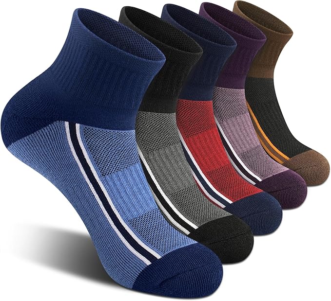 Gonii men ankle socks for men athletic running Cushion Quarter Socks 5 Pairs