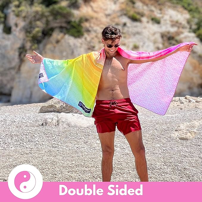 ECCOSOPHY Microfiber Beach Towel - Sand Free Towels are Quick Dry, Light Weight, Super Absorbent - Perfect Pool, Travel, Cruise, Camping Essentials - Oversized Extra Large for Adults 71x35 in