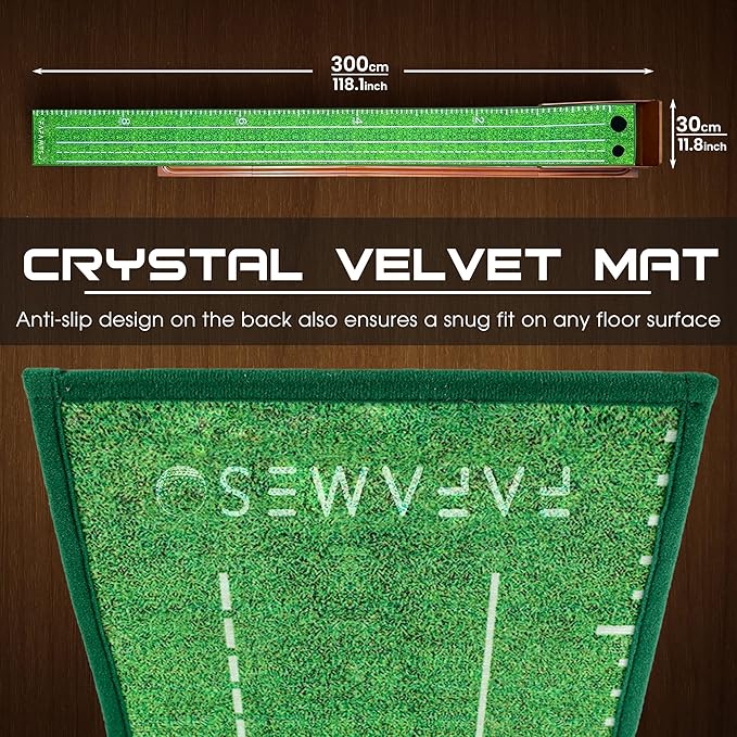 Golf Putting Mat with Ball Return, Indoor Putting Green Training Equipment for Home Office, Mini Golf Practice Aid, Portable Golf Training Mat for Men & Women