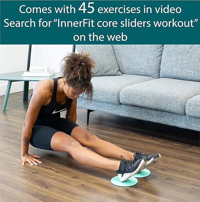 InnerFit Core Sliders for Working Out - Set of 2 Dual Sided Exercise Sliders Fitness Discs - Durable Strength Slides Suitable for Carpets and Hardwood Floors