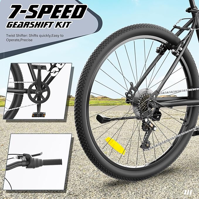 Betterland 26 Inch Mountain Bike, 7/21Speed Adult Bicycle with Dual V Brakes,Front Suspension, High Carbon Steel Frame, with Adjustable Ergonomic Seat Bicycle