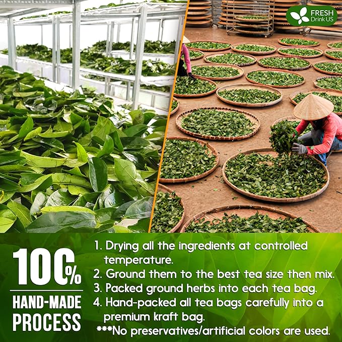 FreshDrinkUS, Premium 40 Tea Bags Soursop Green Tea, 100% Natural & Proprietary Blend from Soursop Leaves and Green Tea. Smooth Flavor. Made with Eco-Conscious Tea Bags. No Additives No Sugar, Vegan.