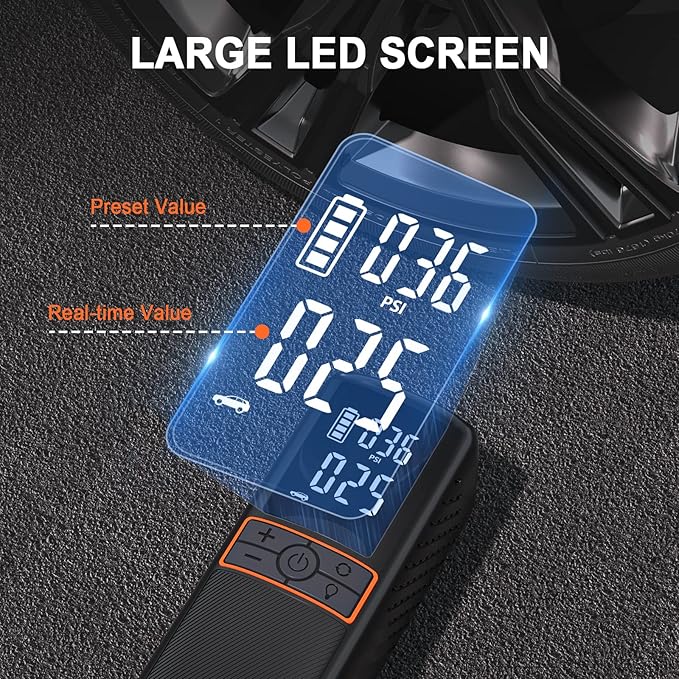 GOOLOO GT160 Tire Inflator Portable Air Compressor, 160PSI Portable Air Pump for Car Tires, 7500mAh Cordless Air Pump with Digital Pressure Suitable for Cars, Bikes, Balls, Motorcycles