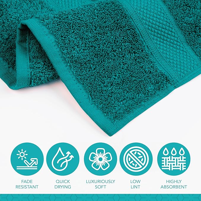 Pleasant Home Bath Towels Set of 6 (24” x 50”) 100% Cotton, 515 GSM | Lightweight, Soft & Absorbent Luxury Towels for Bathroom | for Gym, Pool & Spa | 6 Pack, Teal