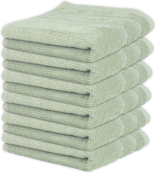 Kaufman - Premium Hand Towels Set for Bathroom, Spa, Gym, and Face Towel 100% Cotton Ring Spun, Ultra Soft Feel and Highly Absorbent Towels (SAGE Green, 6-PK)