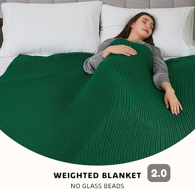 L'AGRATY Knitted Weighted Blanket - 50"x60" 7lbs Cooling Chunky Knit Heavy Blanket for Adults Braided Crochet Throw Thick Cable Yarn Knit Decorative No Beads Evenly Weighted Machine Washable