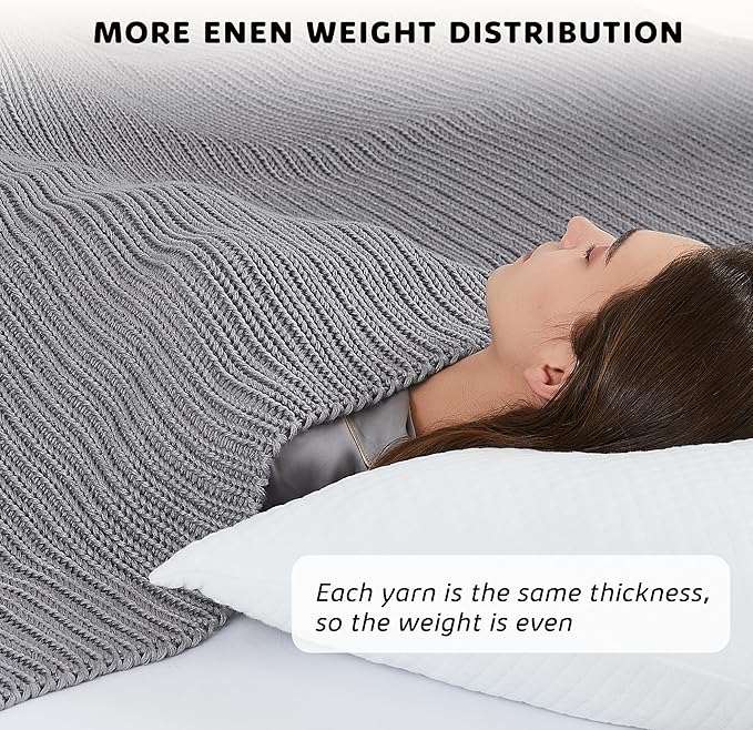 L'AGRATY Knitted Weighted Blanket - 50"x60" 10lbs Cooling Chunky Knit Heavy Blanket for Adults Braided Crochet Throw Thick Cable Yarn Knit Decorative No Beads Evenly Weighted Machine Washable