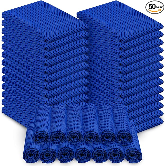 Shellwei 50 Pcs Cooling Towel 40 x 12 Inch Microfiber Workout Towels Breathable Chilly Towel Ice Cool Cold Towels Bulk Fast Drying Absorbent Sweat Rag for Neck Yoga Sports Golf Gym