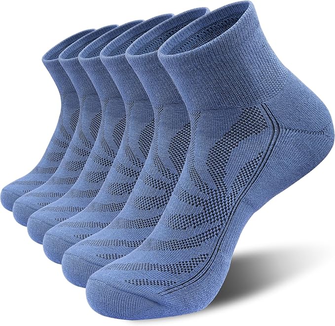 Lapulas 6 Pack Men's Ankle Socks with Cushion, Cotton Quarter Socks for Sport Training Running
