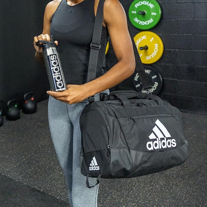 adidas Unisex Defender 4.0 Gym Duffel Bag for Men and Women, Two Tone White-Clear Onix/Linen Green, Small (38L)