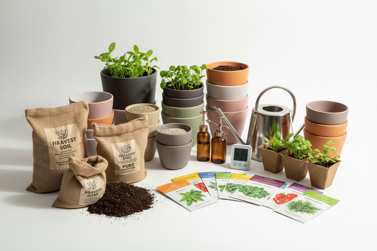 Soils & Fertilizers: Organic and nutrient-rich options to keep your plants happy and thriving.

Pots & Containers: Stylish, durable, and functional pots to match any home décor.

Watering Tools & Accessories: From watering cans to humidity tools, we make plant care easy.

Seeds & Starter Plants: Perfect for growing your indoor garden from scratch. (make it real phtoo)