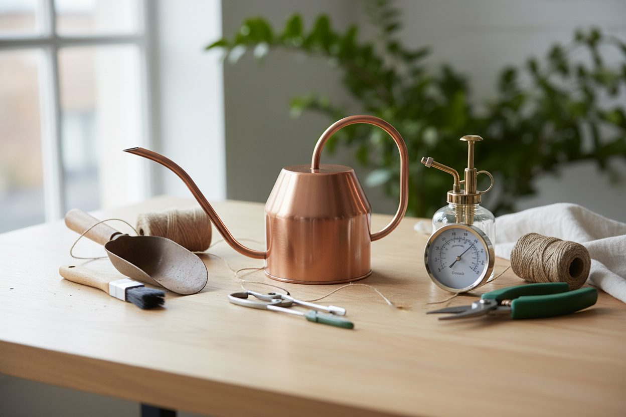 Watering Tools & Accessories: From watering cans to humidity tools, we make plant care easy. (make it real photo)